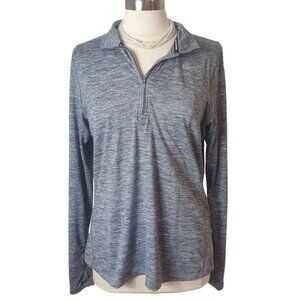 Nike Womens Pullover 1/4 Zip L Gray Element Dri-Fit Running Thumb Holes Sports